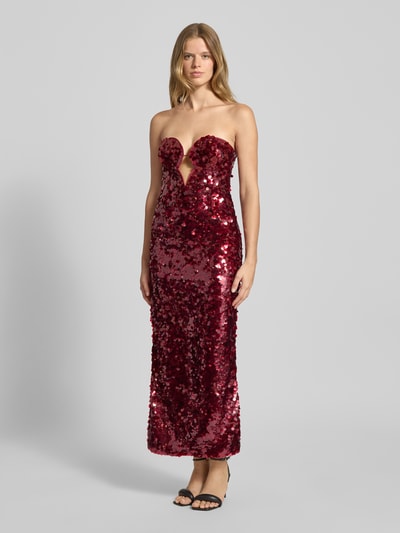 Bardot Cocktailjurk met pailletten, model 'BRAYA' Bordeaux - 1