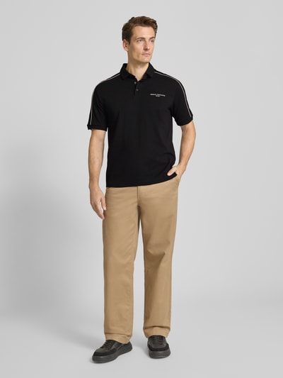 ARMANI EXCHANGE Regular fit poloshirt met labelprint Zwart - 1