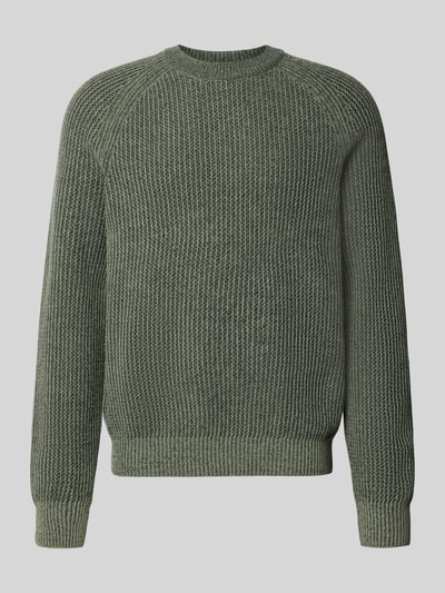 Produktfoto, grün melierter Regular Fit Pullover aus Woll-Mix Modell 'Kepler' von BOSS Orange, strukturierte Oberfläche