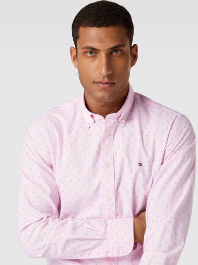 Tommy Hilfiger Zakelijk overhemd met fijn all-over motief, model 'GEO' Roze - 3