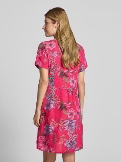 ZABAIONE Knielanges Leinenkleid mit Rundhalsausschnitt Pink 5