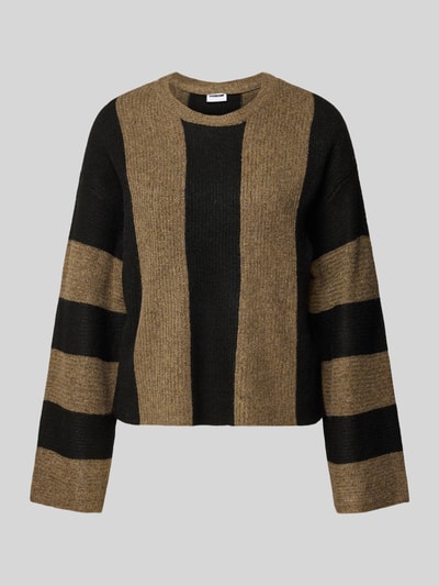 Noisy May Sweter z dzianiny z okrągłym dekoltem model ‘AGATHA’ Orzechowy melanż 2