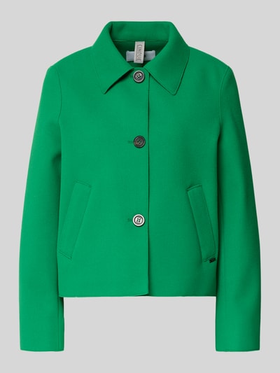 Produktfoto, grüne Regular Fit Jacke mit Umlegekragen Modell 'Elvini' von CINQUE, glatte Struktur, gerade Form, Knopfleiste, Eingrifftaschen