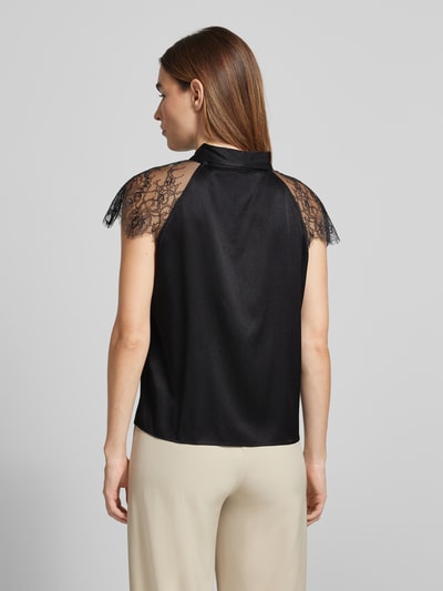 Marc Cain Slim fit blouseshirt van zijde met kant Zwart - 5