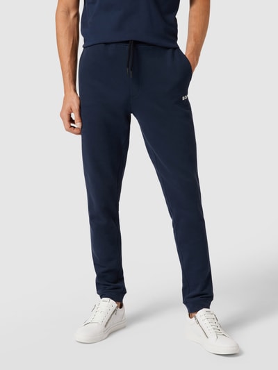 BOSS Orange Sweatpants van katoenmix met logoprint Marineblauw - 4