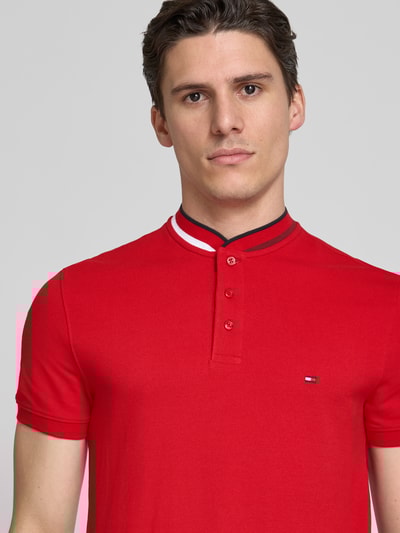 Tommy Hilfiger Slim Fit Poloshirt mit Stehkragen Modell 'MAO' Rot 3