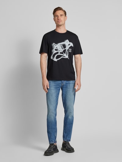 HUGO T-Shirt mit Label-Print Modell 'Dablumo' Black 1