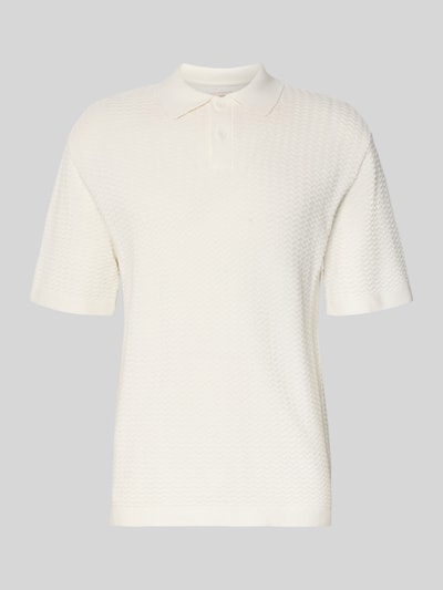Produktfoto, Relaxed Fit Poloshirt Modell 'FERDINAND' von Redefined Rebel aus Reine Baumwolle, Strickshirt mit Knopfleiste in Cremeweiß