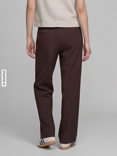 Raphaela By Brax Wide leg wijdte broek van viscosemix model 'Lillyth' Donkerbruin - 5