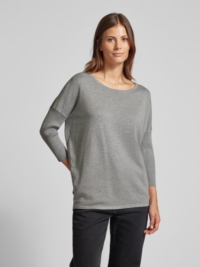 FREE/QUENT Gebreide pullover met ronde hals, model 'JONE' Middengrijs gemêleerd - 4