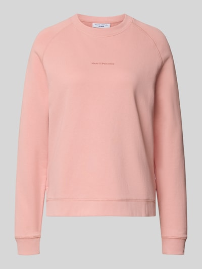 Produktfoto, Comfort Fit Sweatshirt aus reiner Baumwolle von Marc O'Polo Denim in zartem Rosa, Optik: Unifarben, gummierter Label Print, Crew Neck, Langarm, Raglanärmel, Ärmelabschluss gerippt, Rumpfabschluss mit Seitenschlitzen, Sweat-Material, Damenmode