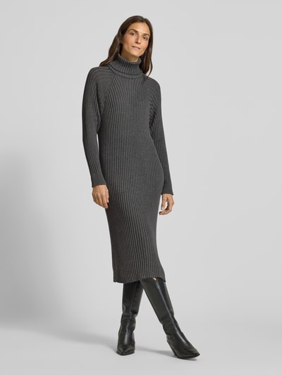 YAS Strickkleid mit Rollkragen Modell 'MAVI' Dunkelgrau Melange 4