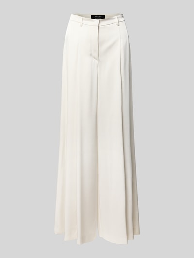 Produktfoto, Stoffhose mit Biesen und Eingrifftaschen von Marc Cain in Creme, weiter Schnitt, glatte Stoffstruktur, Baumwoll-Mix mit Stretch