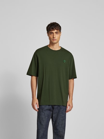 MAISON KITSUNE T-Shirt mit Label-Stitching Dunkelgruen 4