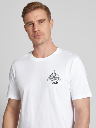 HUGO T-Shirt mit Label-Print Modell 'Dedico' Weiss 3