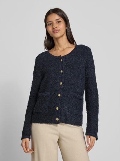 ICHI Gebreid jack met ronde hals, model 'VALMAI' Marineblauw - 4