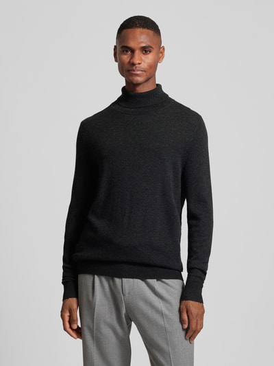 Christian Berg Men Wollpullover mit Rollkragen und Kaschmir-Anteil Anthrazit Melange 4