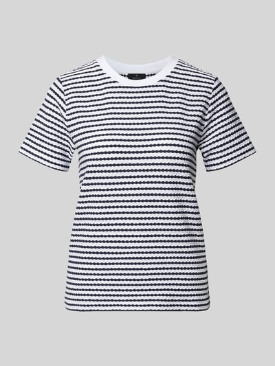 Productfoto, T-Shirt met structuurpatroon en ronde hals van monari, katoen-elastaanmix, regular fit, zwart-wit, fijne textuur