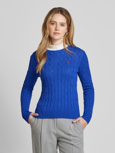 Polo Ralph Lauren Strickpullover mit Logo-Stitching Modell 'KIMBERLY' Royal 4