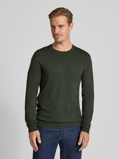 MCNEAL Gebreide pullover met ribboorden Donkergroen gemêleerd - 4