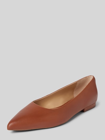 Lauren Ralph Lauren Lederballerinas mit Blockabsatz Modell 'LONDYN' Cognac 1