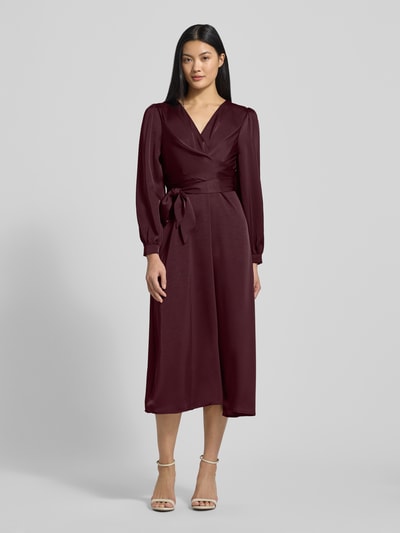 Neo Noir Sukienka midi z dekoltem w serek model ‘RIMINI’ Bordowy 4