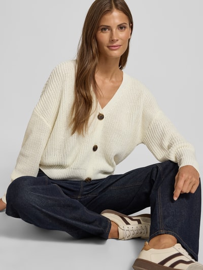 Vero Moda Regular fit gebreid jack met sierknopen, model 'LEA' Wit - 3