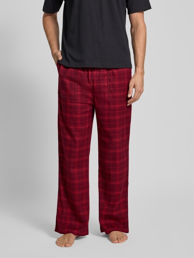Tommy Hilfiger Loose fit pyjamabroek van katoenmix Bordeaux - 4