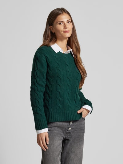 Polo Ralph Lauren Strickpullover mit Zopfmuster Dunkelgruen 4