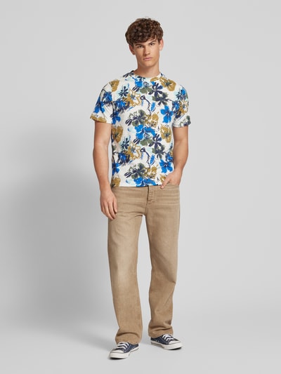 Blend T-Shirt mit geripptem Rundhalsausschnitt Modell 'JEMO' Weiss 1
