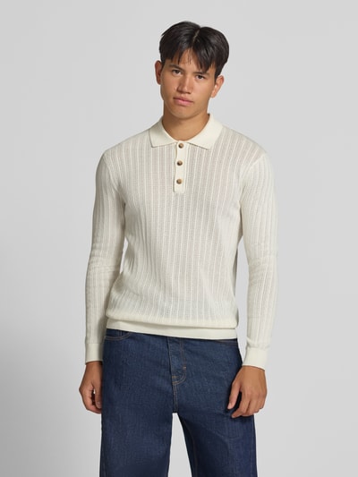 ONLY & SONS Regular Fit Poloshirt aus Baumwoll-Mix Modell 'MOON' Offwhite 4