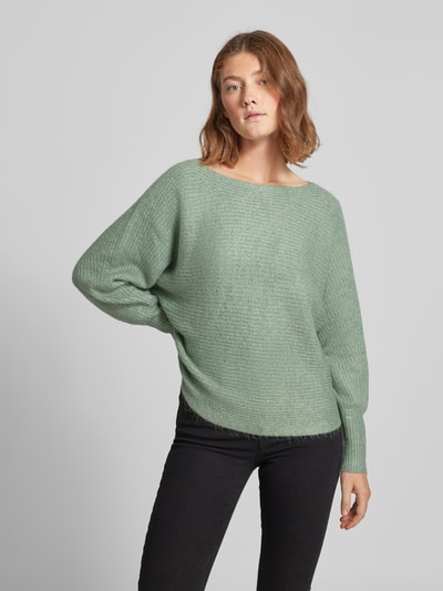 Only Pullover met extra brede schouders, model 'DANIELLA' Rietgroen - 4