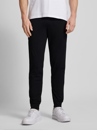 HUGO Loose fit sweatpants met labelprint, model 'Linked' Zwart - 4