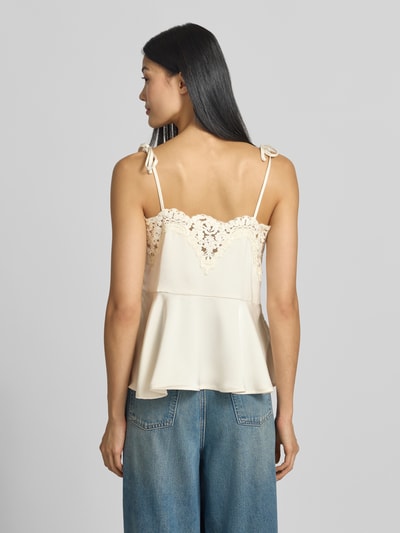 Neo Noir Regular Fit Top mit Spitzenbesatz Modell 'Kaela' Weiss 5