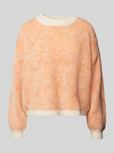 Pieces Loose Fit Strickpullover mit abstraktem Strickmuster Modell 'JENNA' Orange 1