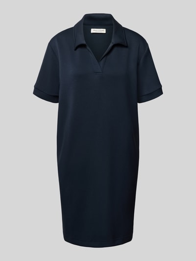 Produktfoto, Regular Fit Polokleid mit Modal-Anteil von Marc O'Polo in Dunkelblau, unifarben, kurzarm, V-Ausschnitt, Mini-Länge, Stretch.