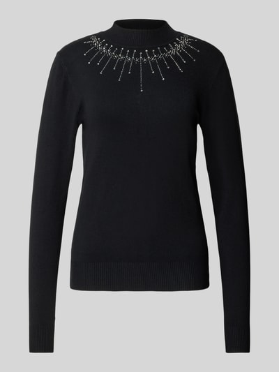 Apricot Strickpullover aus Viskose-Mix mit Ziersteinbesatz Black 2