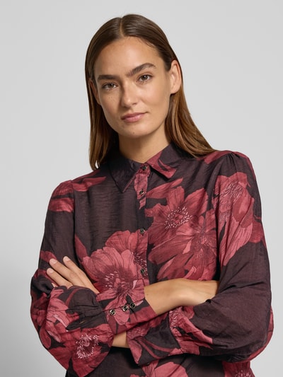 ZABAIONE Bluzka koszulowa z listwą guzikową Bordowy 3