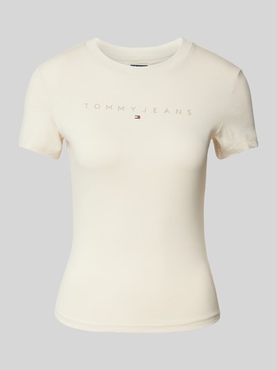 Tommy Jeans T-Shirt mit geripptem Rundhalsausschnitt Sand 1