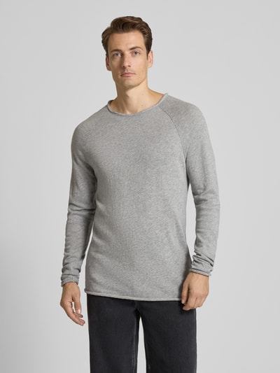 American Vintage Shirt met lange mouwen en ronde hals, model 'SONOMA' Lichtgrijs - 4