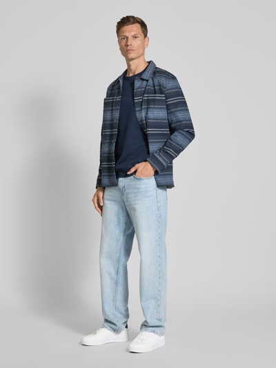 JOOP! Jeans T-Shirt mit geripptem Rundhalsausschnitt Modell 'Caspian' Marine 1