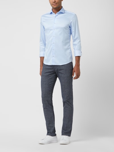 Eterna Slim fit zakelijk overhemd van twill Bleu - 1