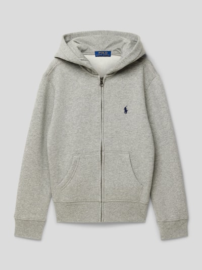 Polo Ralph Lauren Teens Sweatjack met capuchon en labelstitching Middengrijs gemêleerd - 1