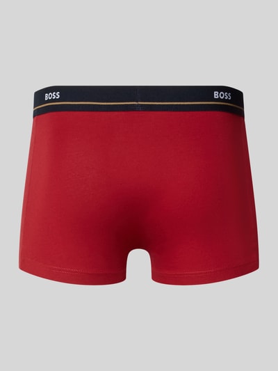 Produktfoto, czerwone obcisłe bokserki z mieszanki bawełny, czarny elastyczny pas, model 'Essential' od BOSS, Pant & Trunk aus Baumwoll-Mix im 5er-Pack Modell 'Essential' od BOSS