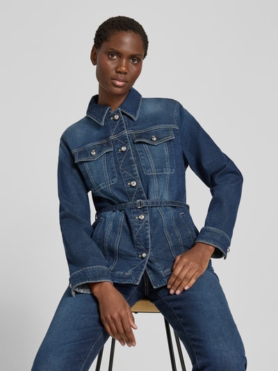 Marc Cain regular fit jeansjack met lyocell Jeansblauw - 3