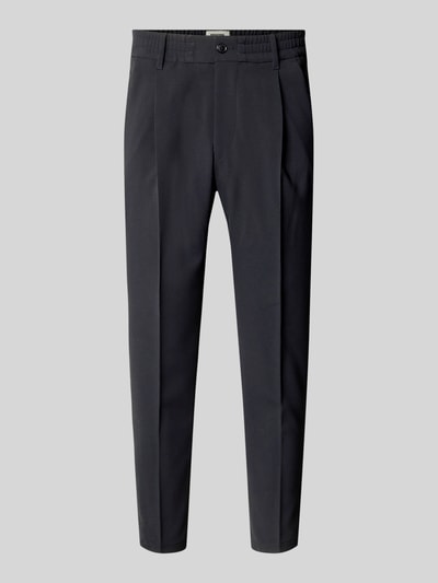 Produktfoto, Hose mit Eingrifftaschen Modell 'CHASY' von Drykorn in dunklem Ton, elastischer Bund, Tapered Fit, glatte Textur