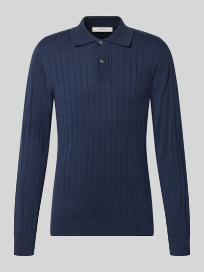 Produktfoto, blaues Regular Fit Poloshirt aus reiner Baumwolle Modell 'TORINO' von Selected, feine Rippstruktur, Herren Poloshirt