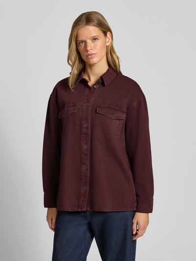 ONLY Relaxed fit oversized shirt van pure katoen model 'SILLA' Bordeaux - 4