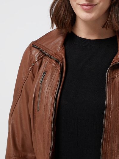 Jilani Lederjacke mit Teilungsnähten Modell 'Amita' Cognac 3