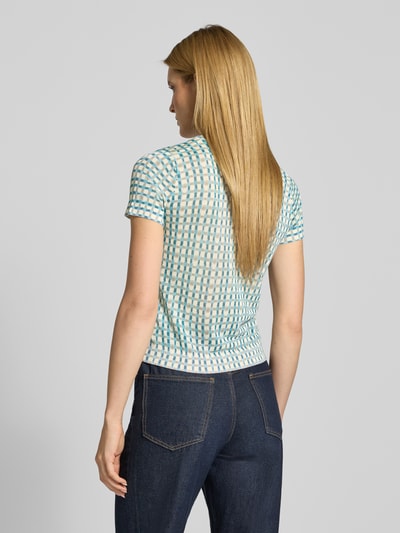 Jake*s Collection Strickshirt aus Viskose-Mix im Allover-Look Bleu 5
